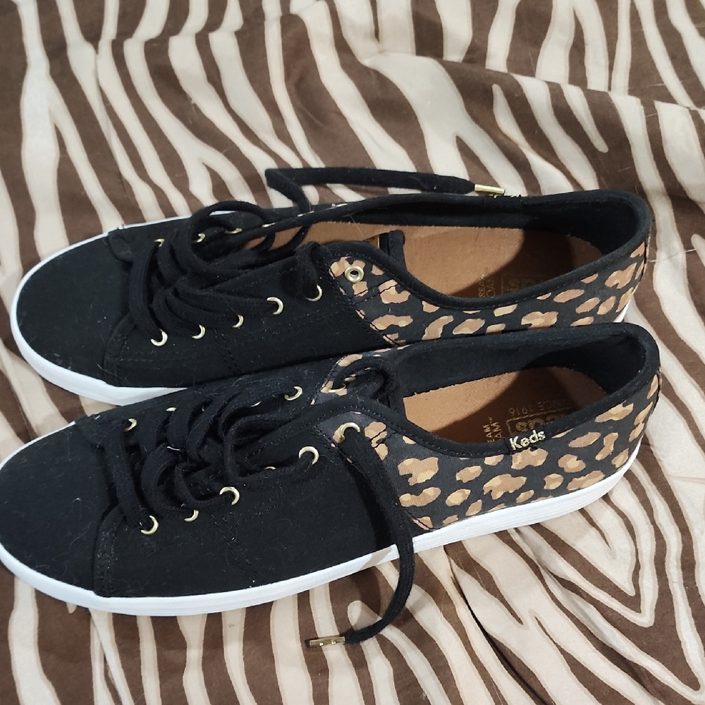 Keds Women's Black and Animal Print Sneakers